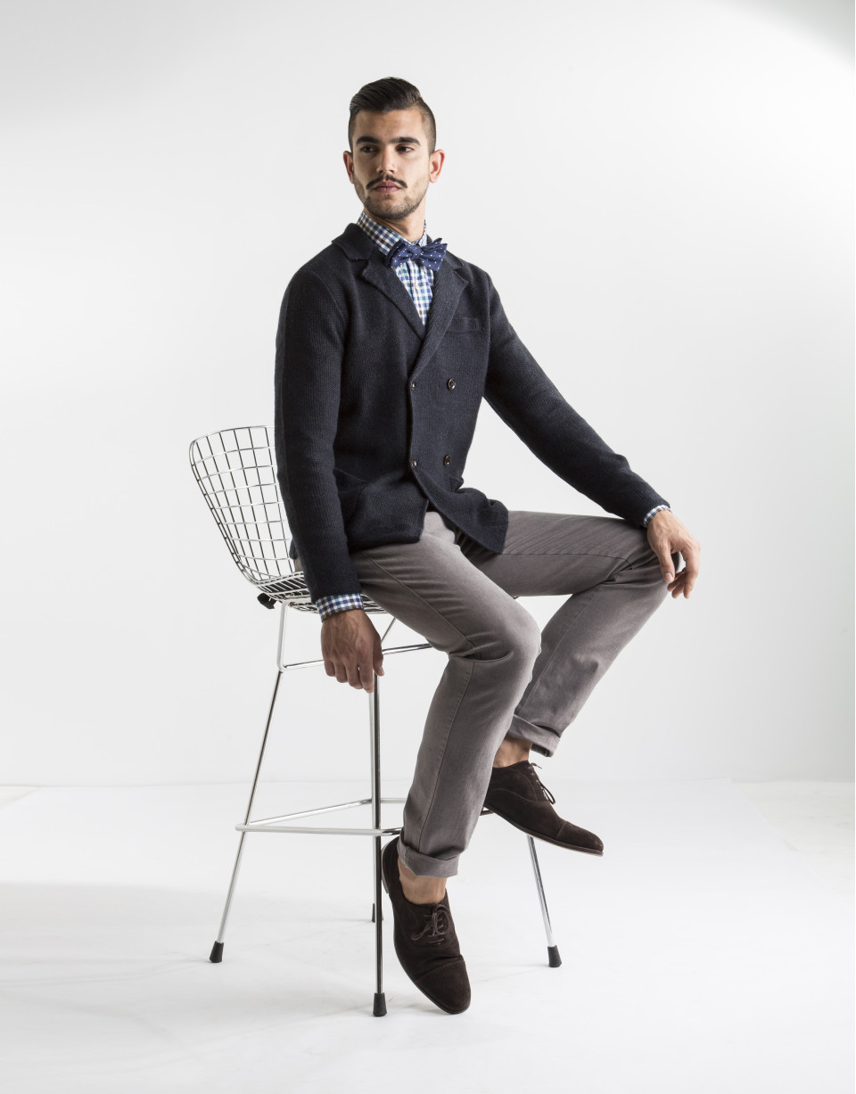 Navy blue double-breasted jacket