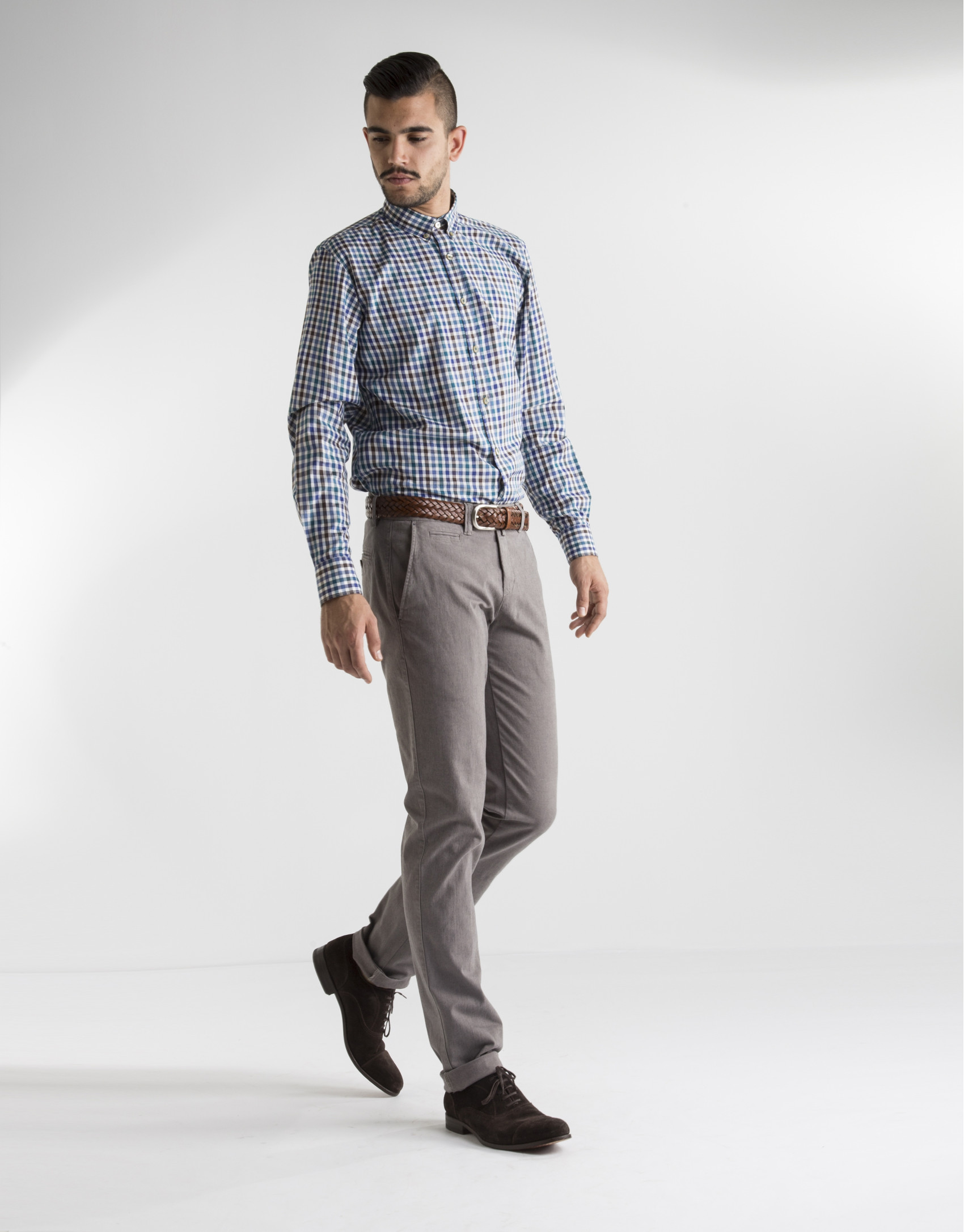 Blue and green checked sport shirt 