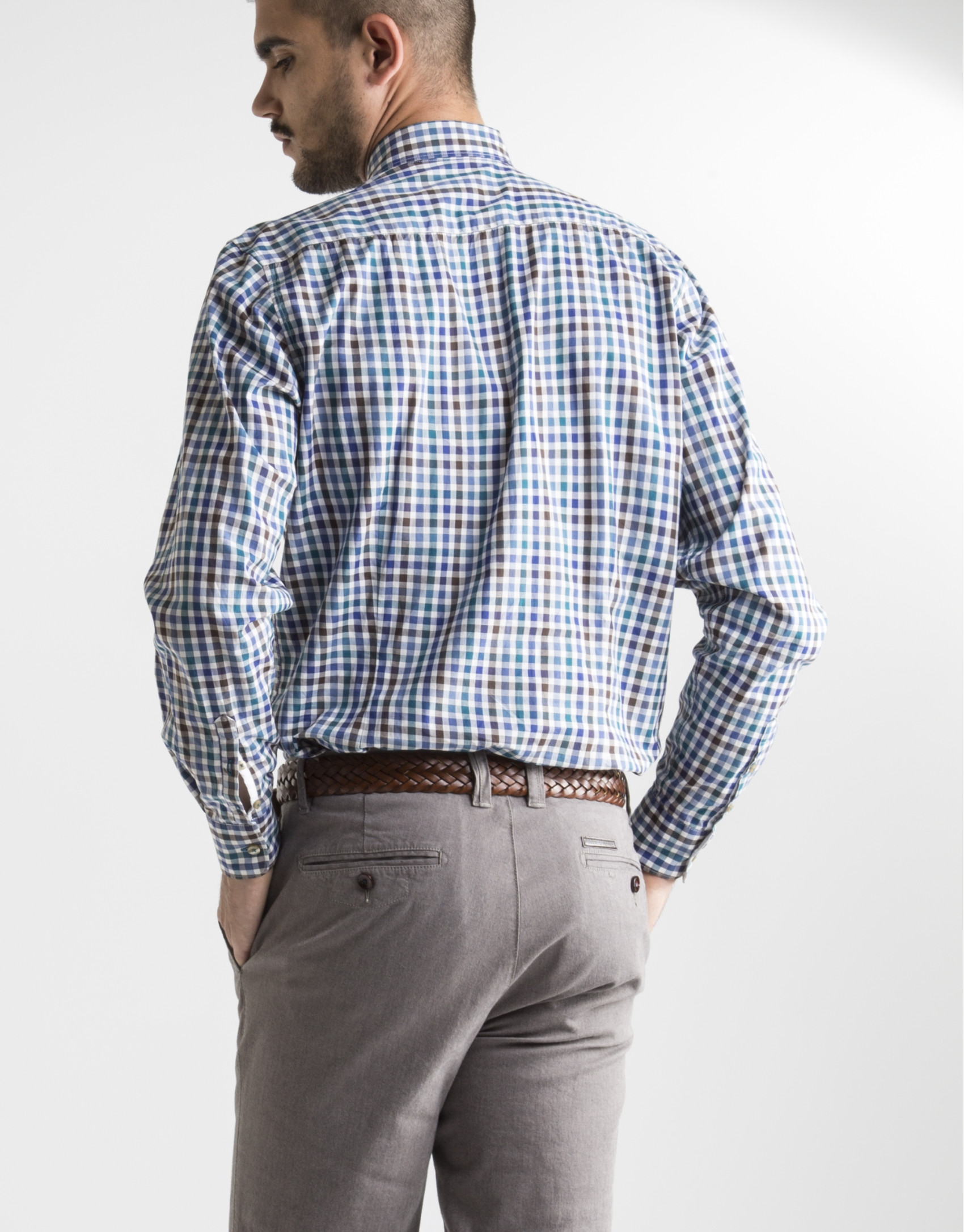 Blue and green checked sport shirt 