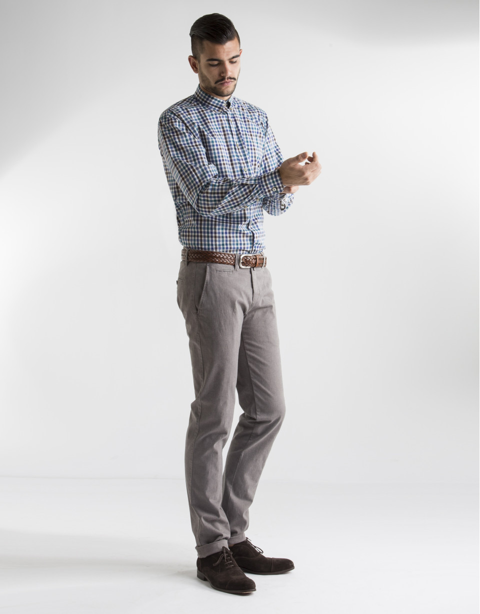 Blue and green checked sport shirt 
