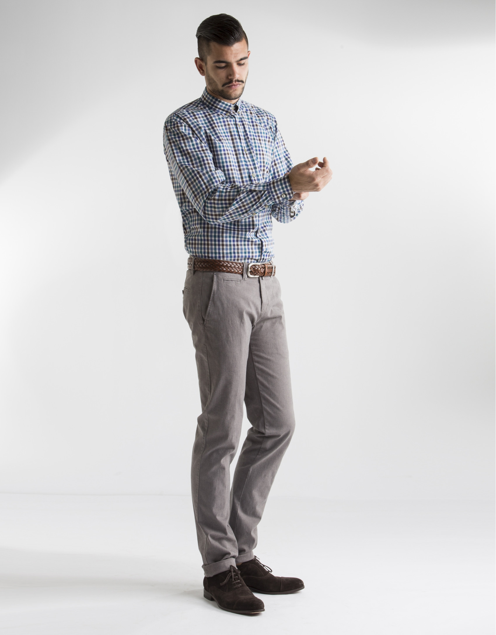 Blue and green checked sport shirt 