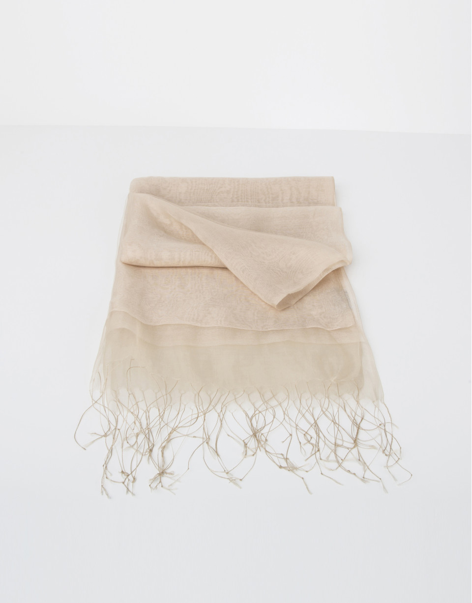 Plain beige silk scarf