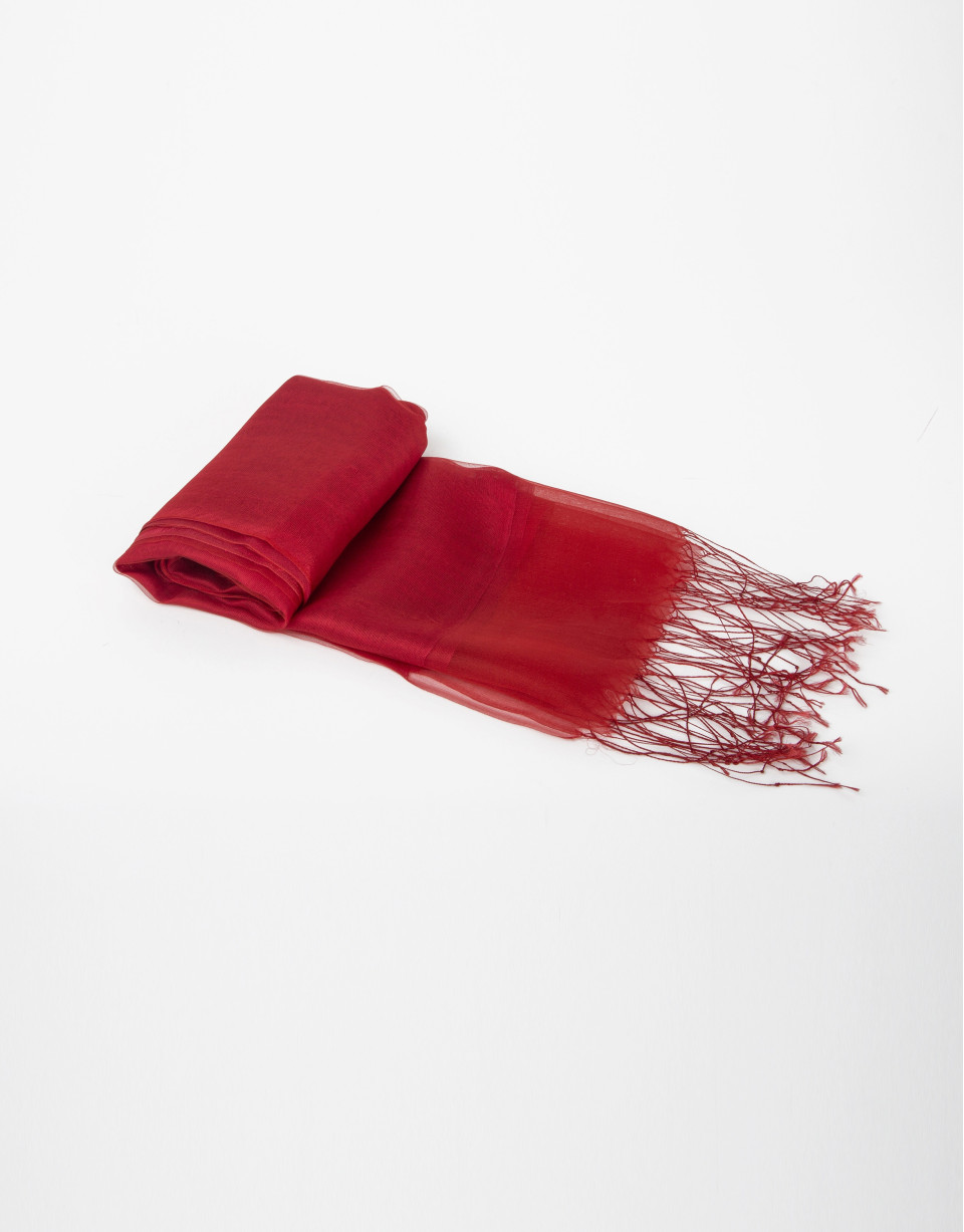 Plain red silk scarf
