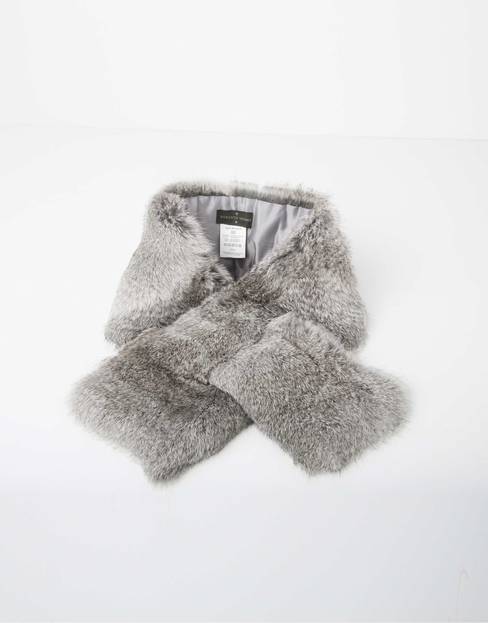 Gray fur collar scarf