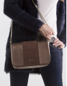 Brown Saffiano leather shoulder bag