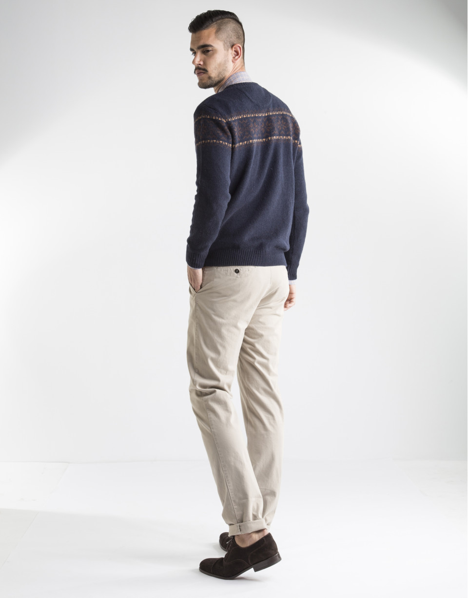 Navy blue jacquard sweater 