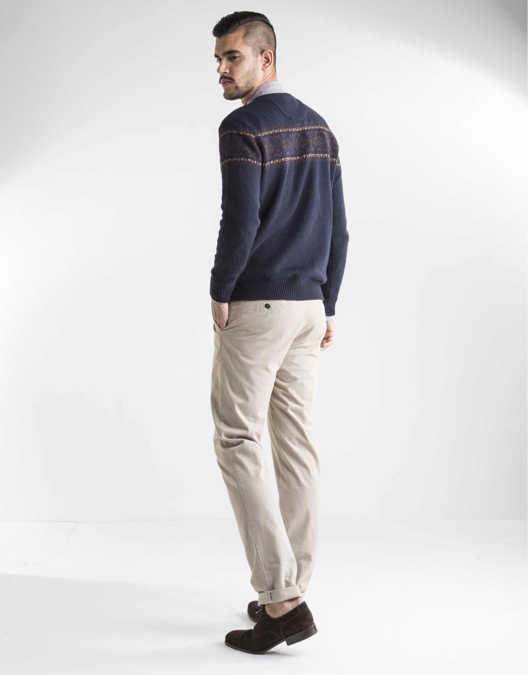 Navy blue jacquard sweater 