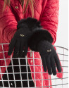 Black fur and leather gloves