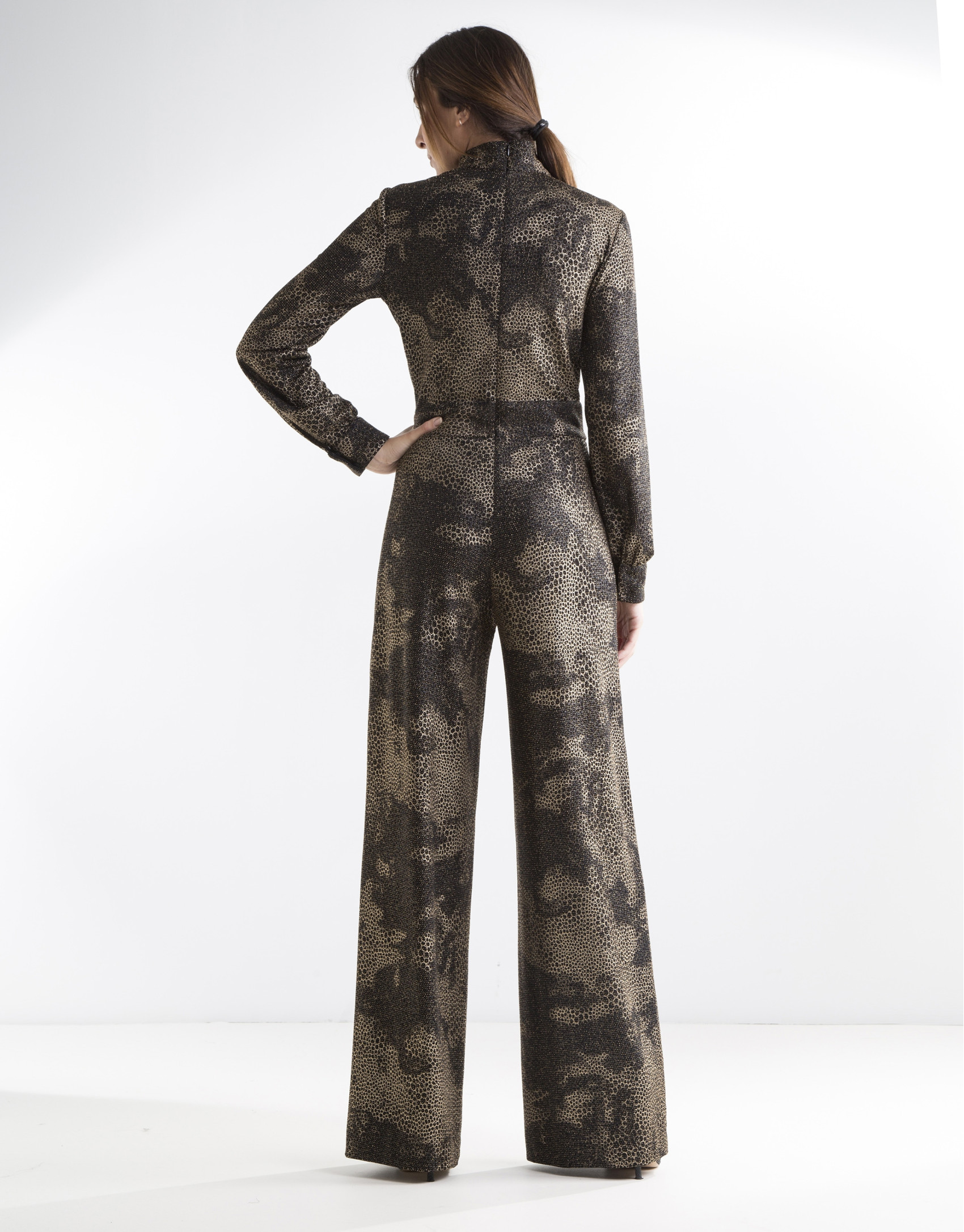 Print jumpsuit with glitter