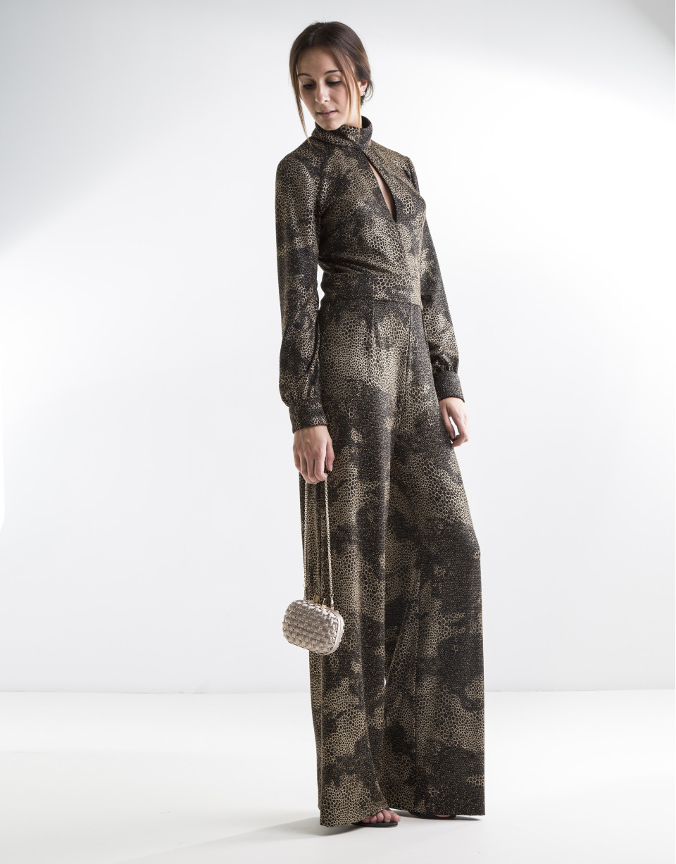 Print jumpsuit with glitter