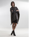 Grey fringed poncho