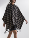 Grey fringed poncho