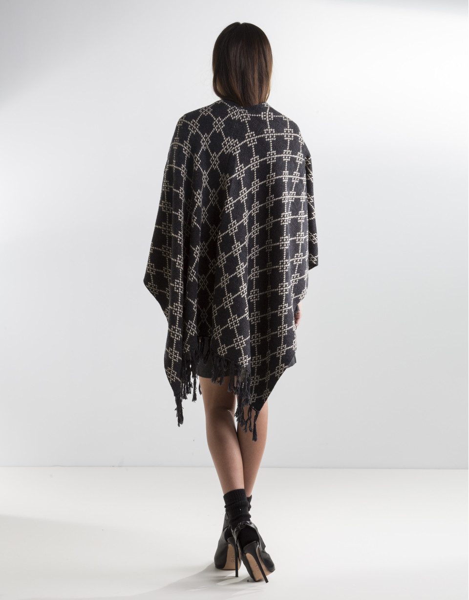 Poncho flecos gris