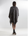 Grey fringed poncho