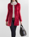 Long red knit jacket