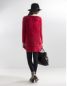 Long red knit jacket