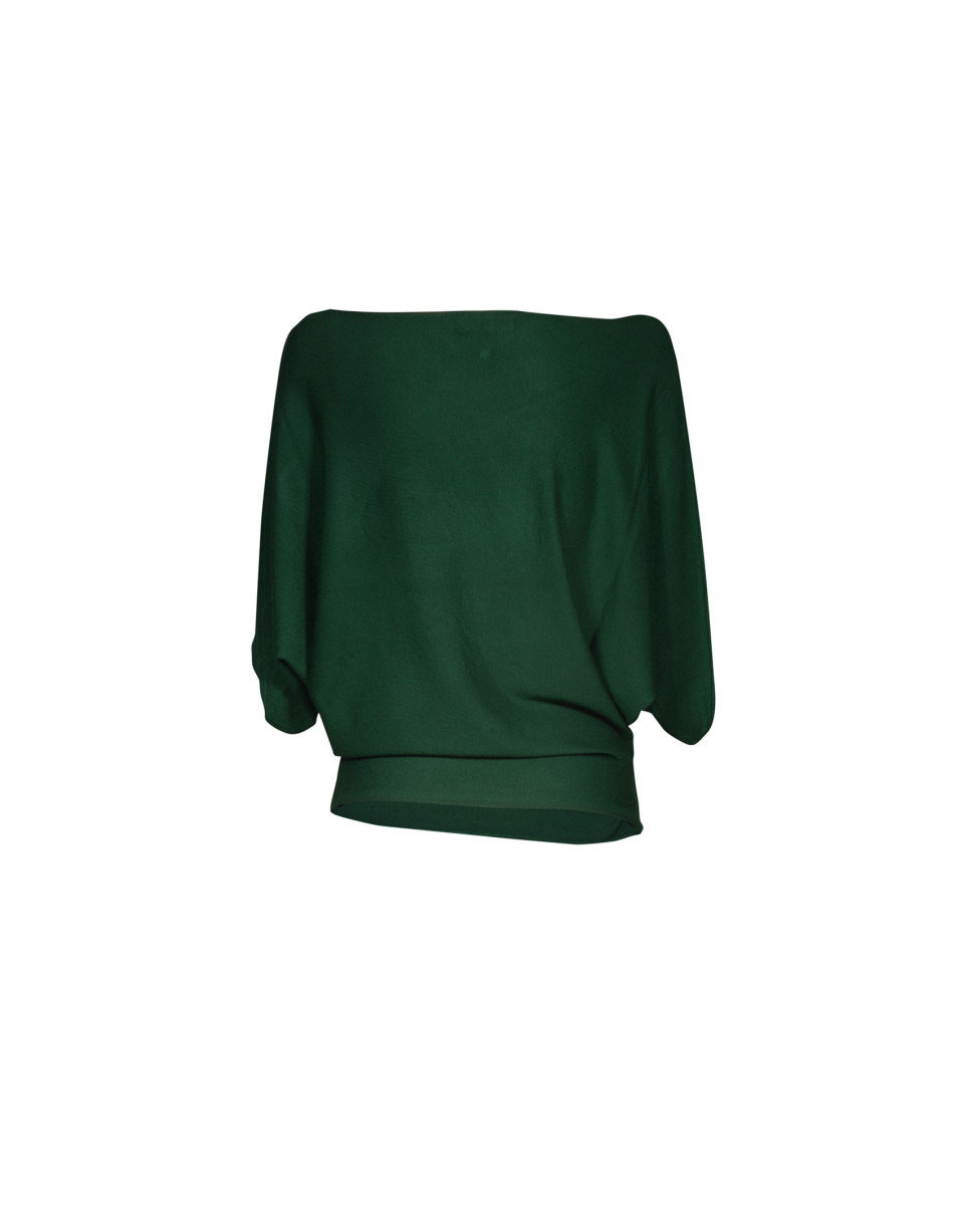 Wide sleeve boat neck pullover
