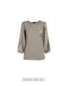 Blusa visón escote redondo y bolsillo