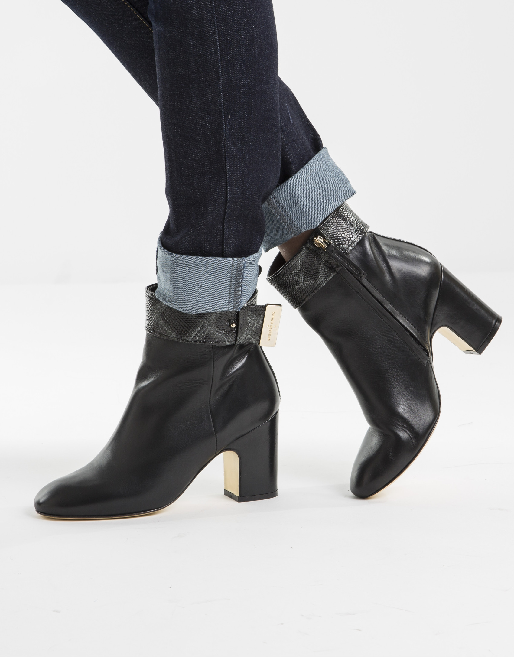 Black lambskin BOMBAI ankle boot