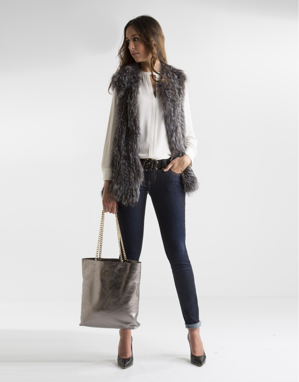 Gray fox vest