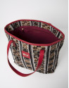 Jacquard and nappa shopping bag
