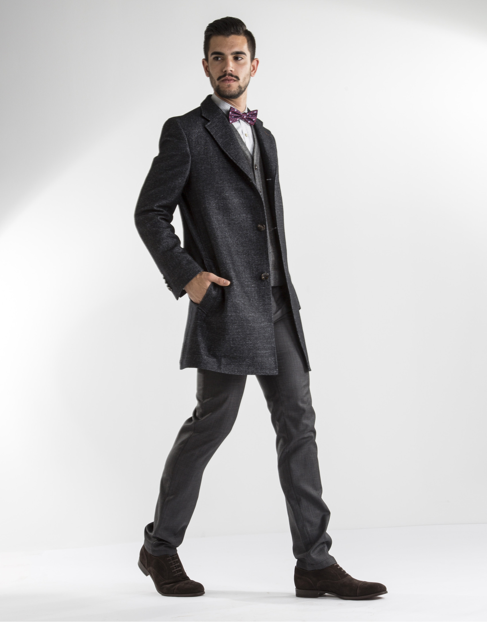 Gray and black herringbone coat