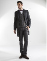 Gray and black herringbone coat