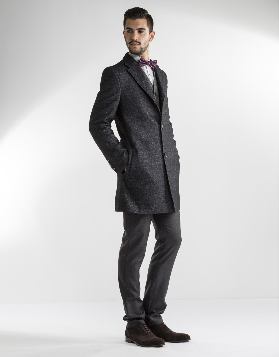Gray and black herringbone coat