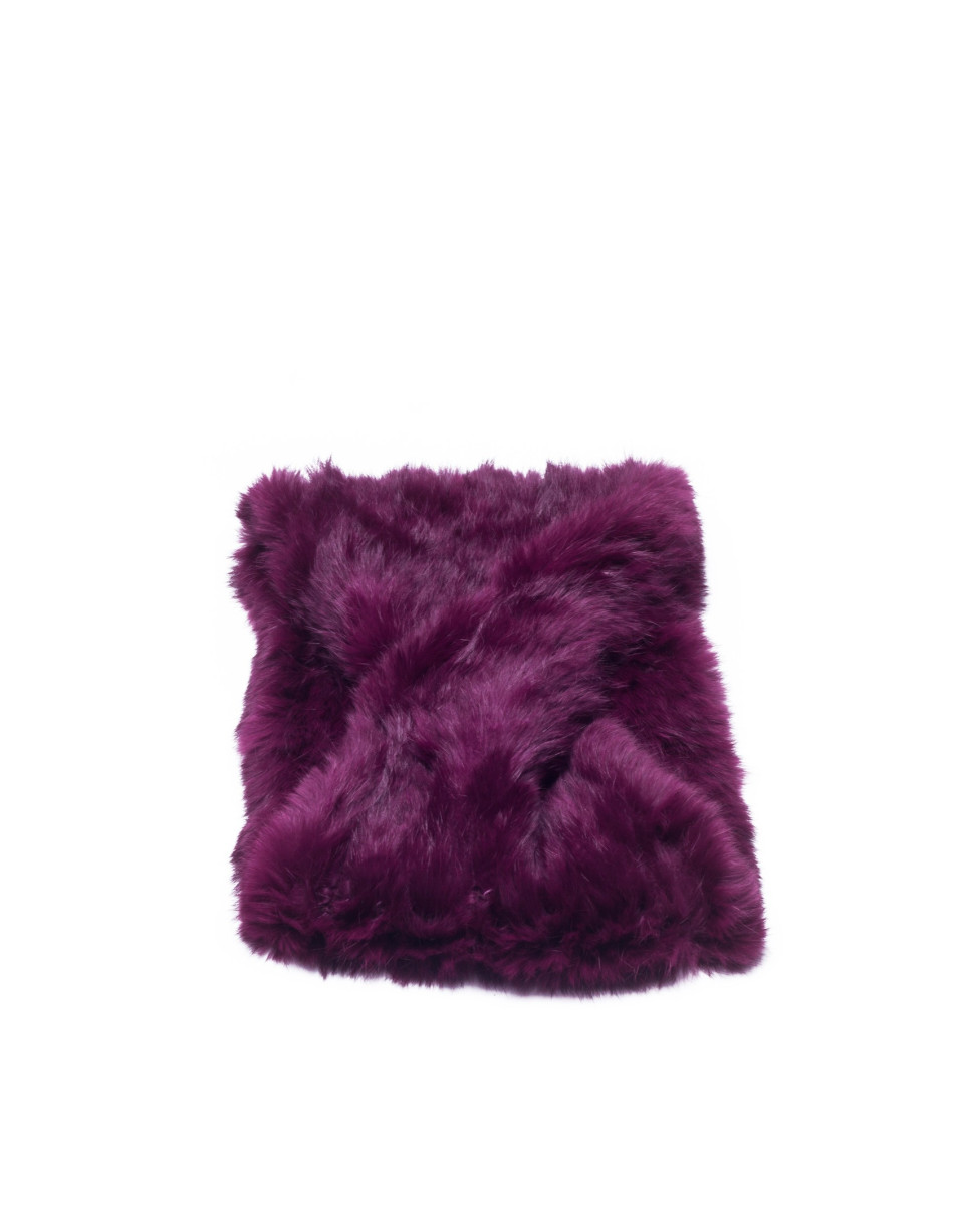 Dark red rabbit fur collar