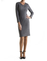 Vestido manga larga pata de gallo relieve gris