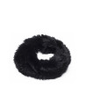Jet black rabbit fur collar