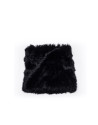 Jet black rabbit fur collar