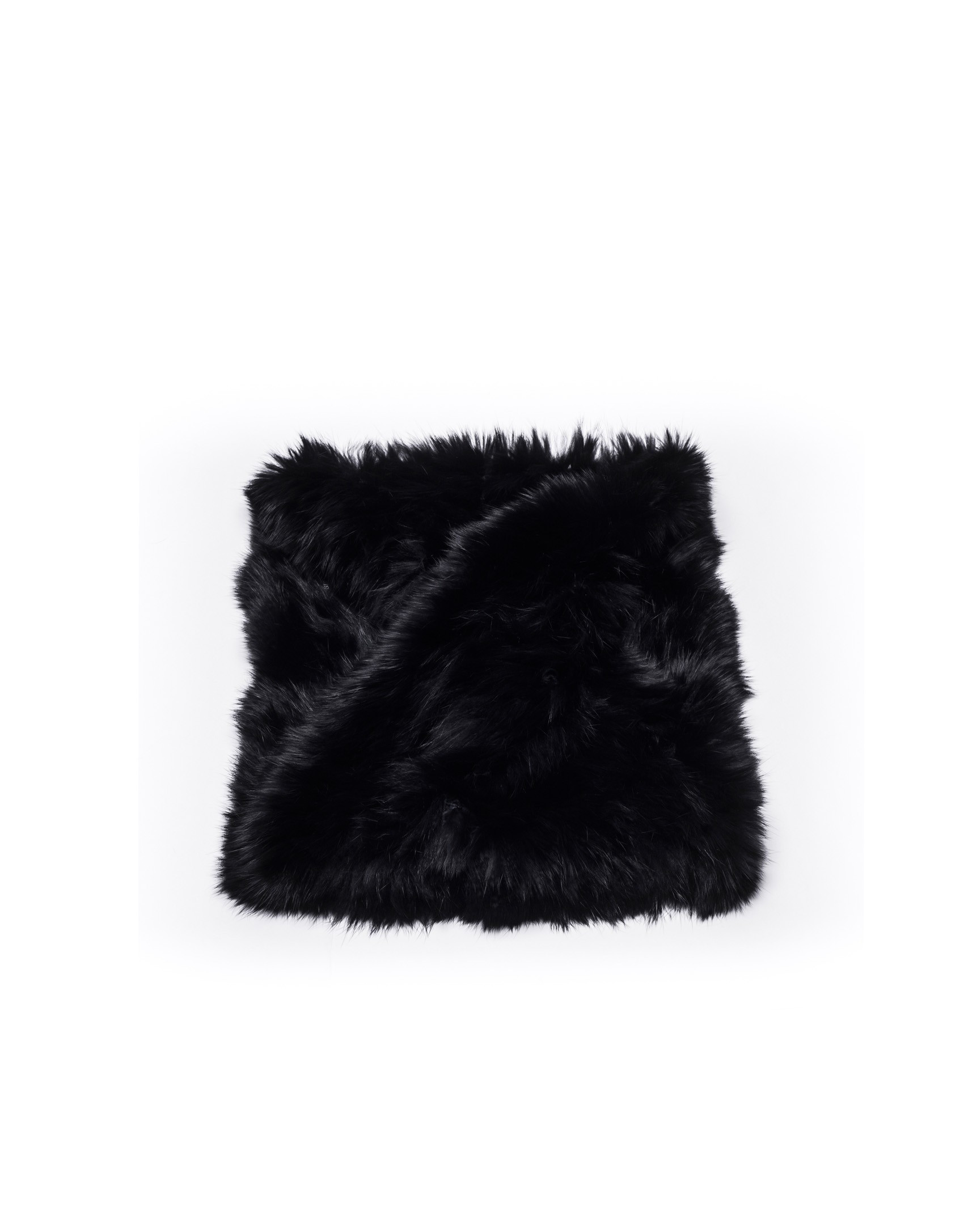 Jet black rabbit fur collar