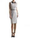 Beige sleeveless dress with leather collar