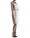 Beige sleeveless dress with leather collar