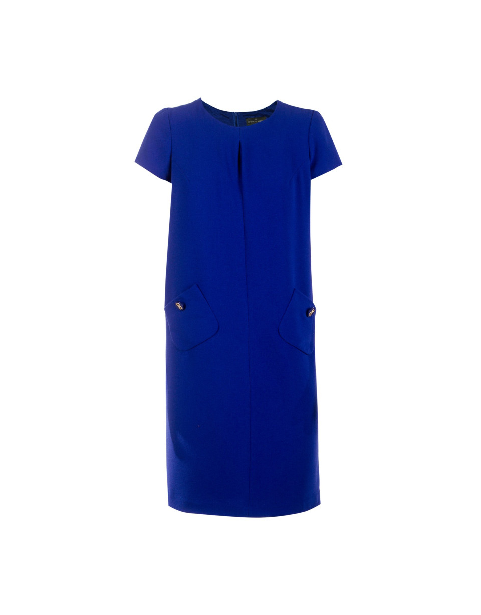 Vestido evasé crepe azul