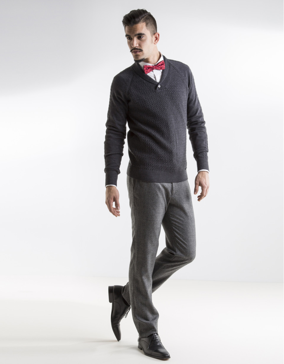 Jersey cuello chal marengo