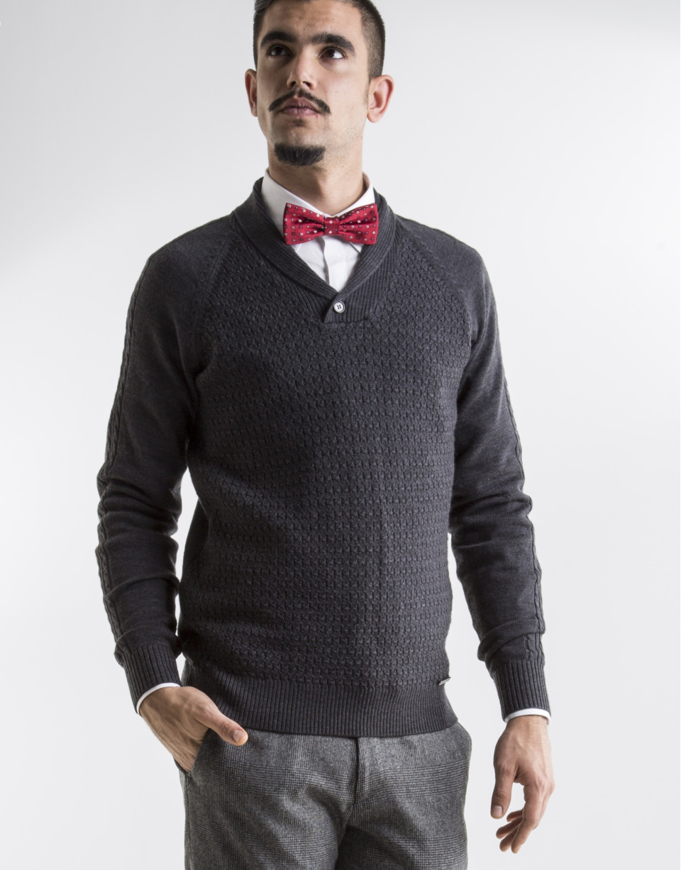 Jersey cuello chal marengo