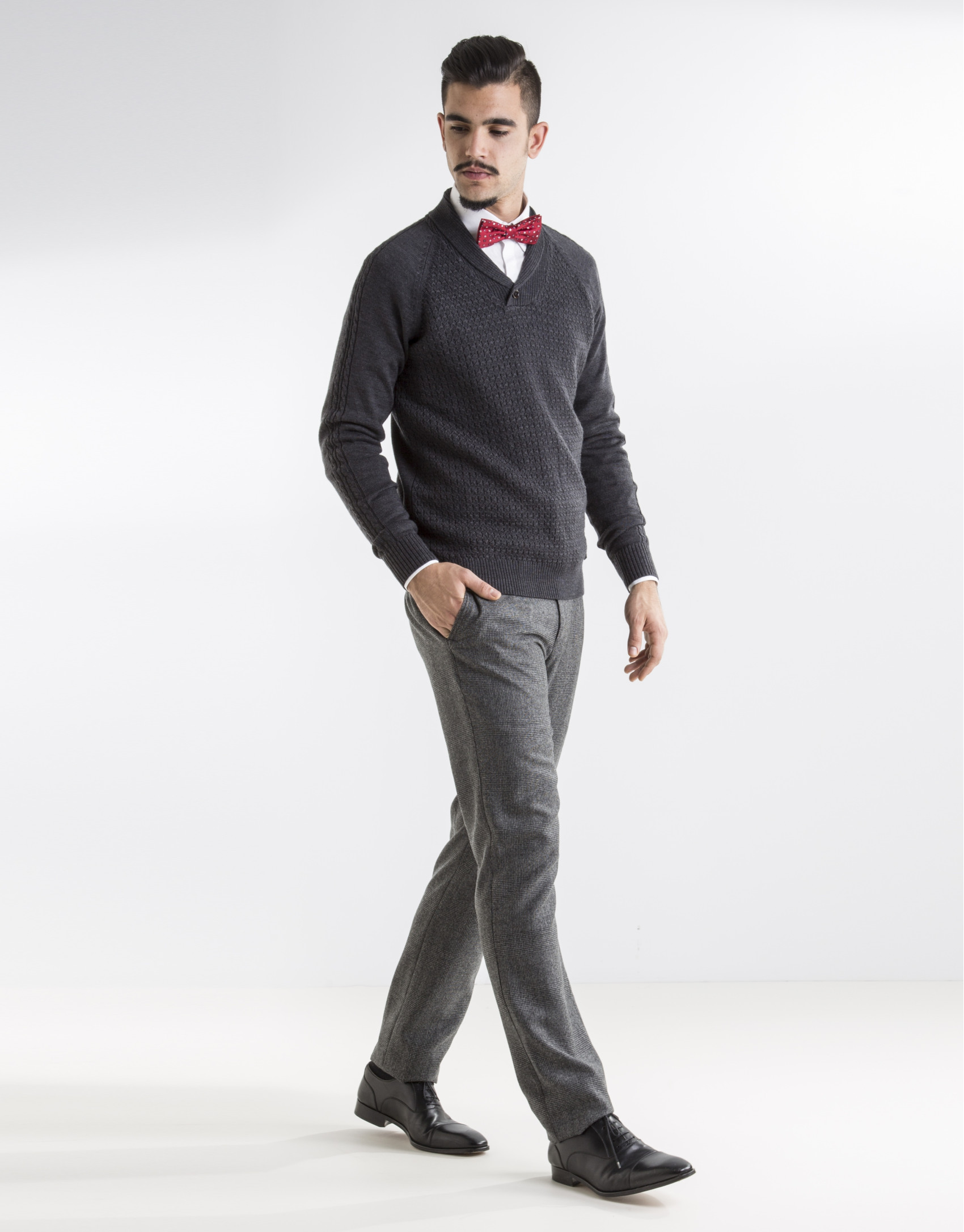 Jersey cuello chal marengo