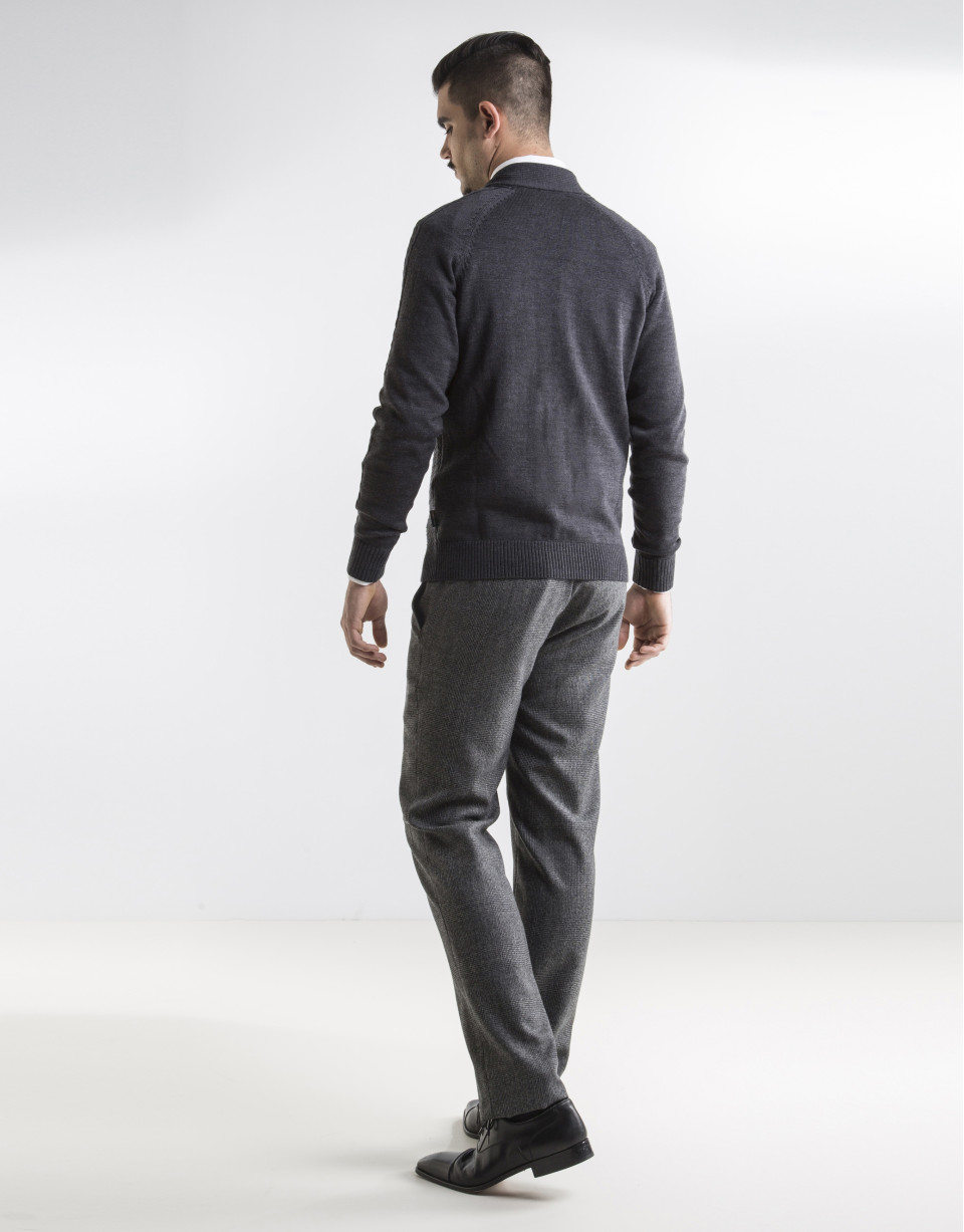 Gray shawl neck sweater