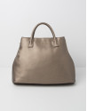Metalized leather satchel
