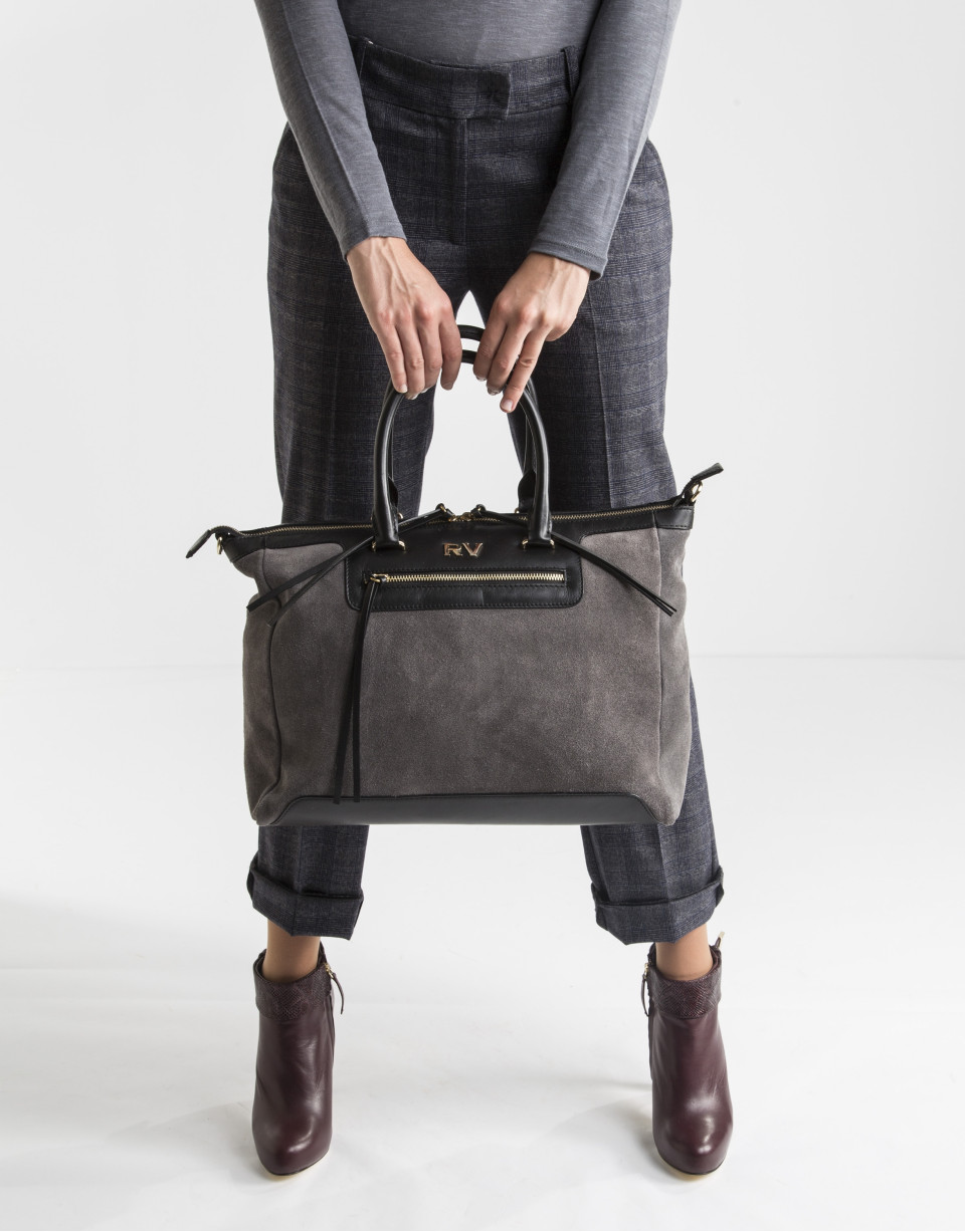 Gray suede satchel