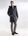 Long dark blue anorak