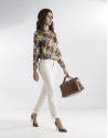Pantalón pana grabada beige