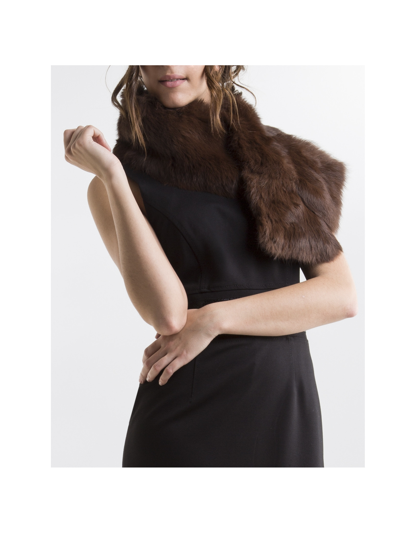 Brown fur collar scarf