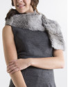 Grey fur collar scarf