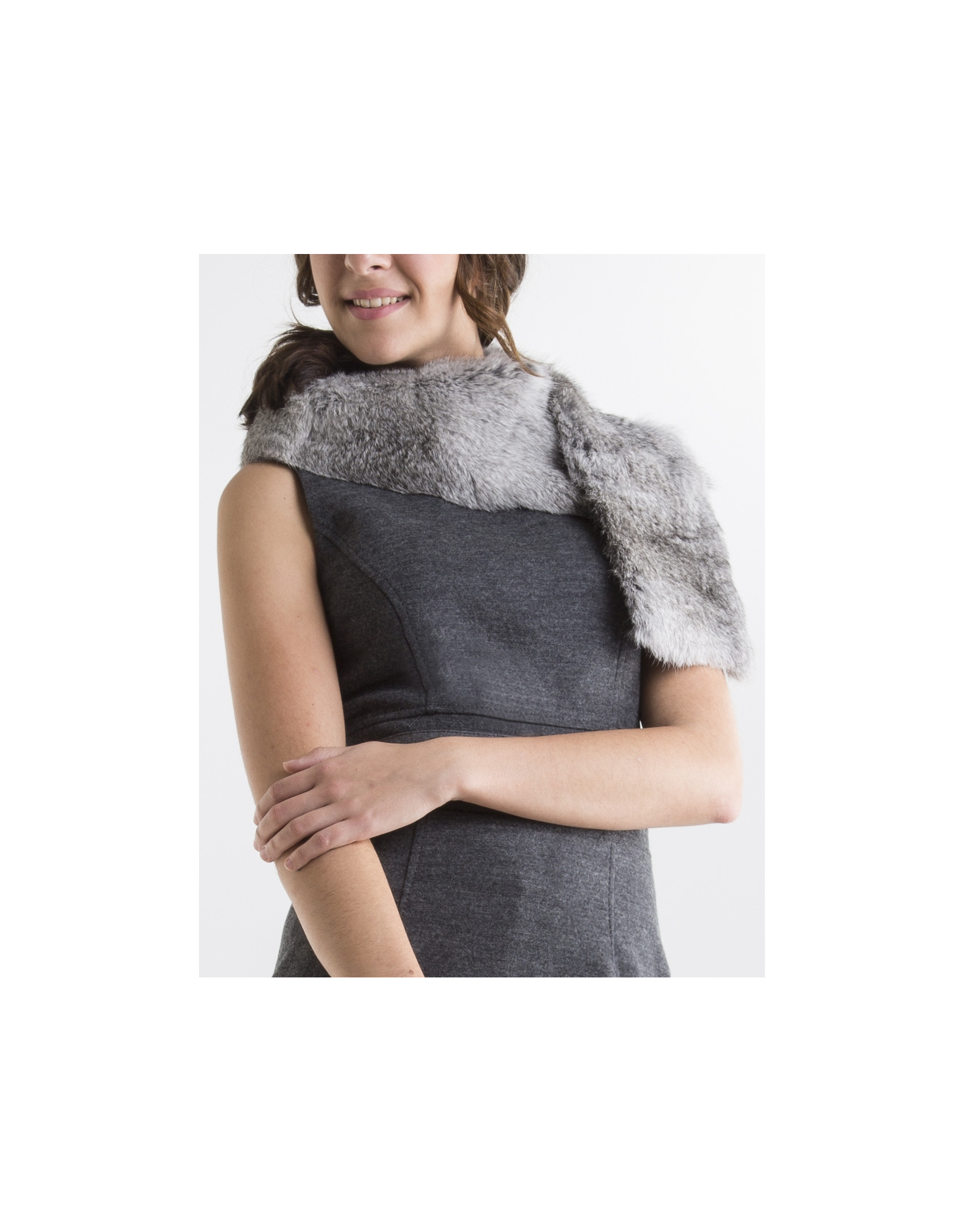 Grey fur collar scarf