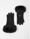 Black fur and leather gloves
