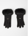 Black fur and leather gloves