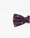 Navy blue and red micro checked bowtie 